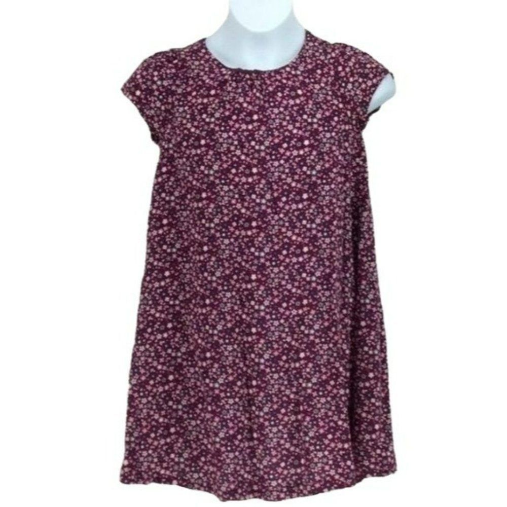 Maggie & Zoe Girls Red Burgundy Daisy Floral‎ Print Short Sleeve Dress Size 6X